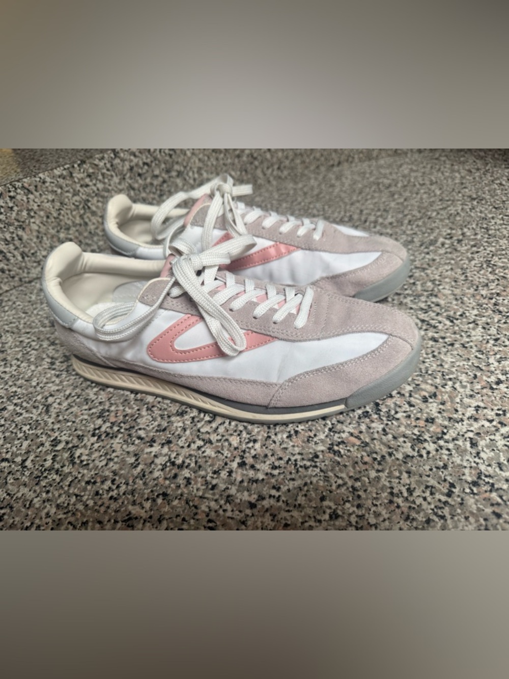 Tretorn Pink & White Suede-Trim Sneakers